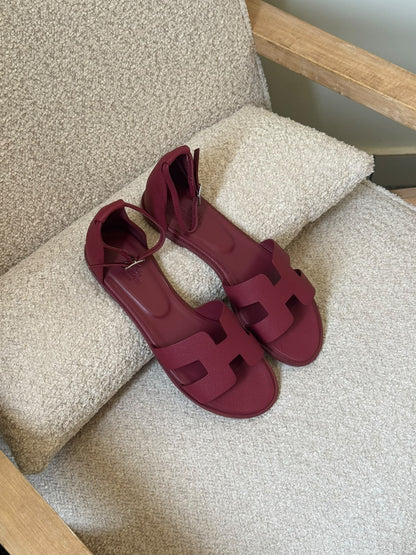 Hermes Slippers - Burgundy