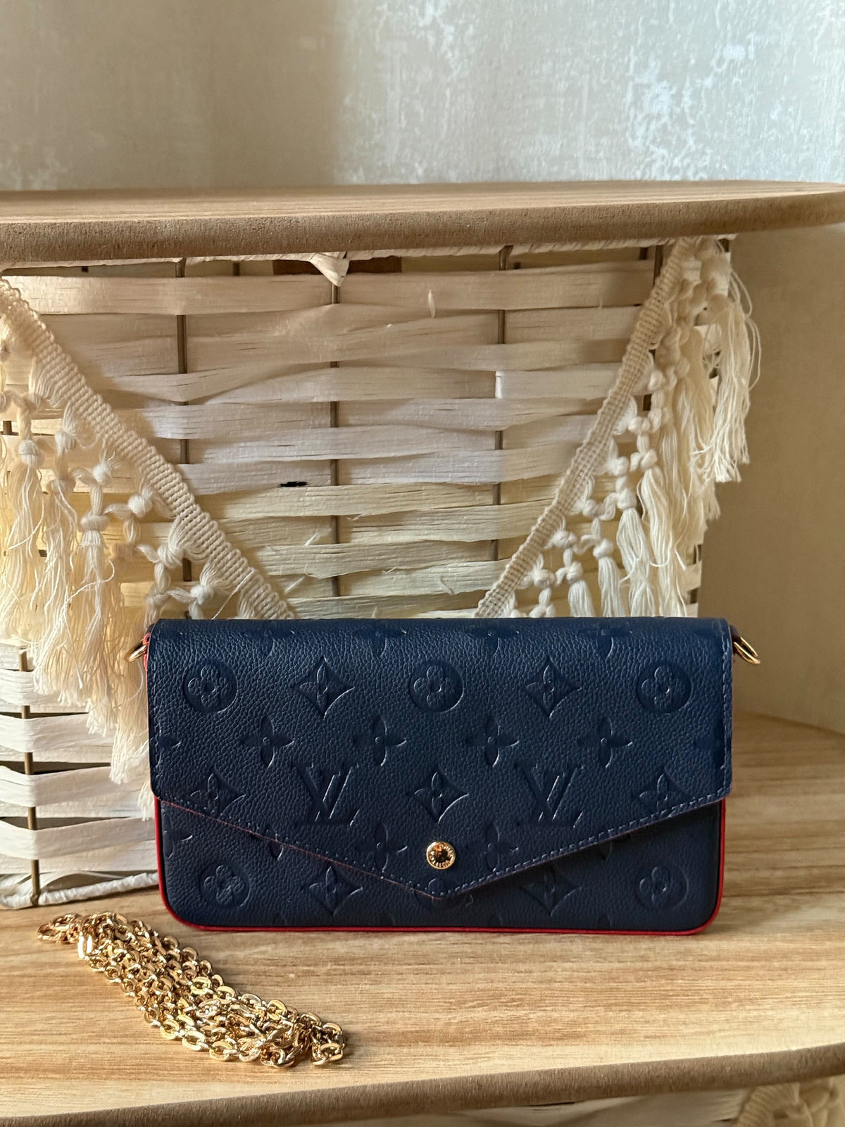 Louis Vuitton Tonal Motif Crossbody Bag - Navy Embossed