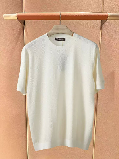 Loro Piana Knitted T-Shirt - White, Navy, Black