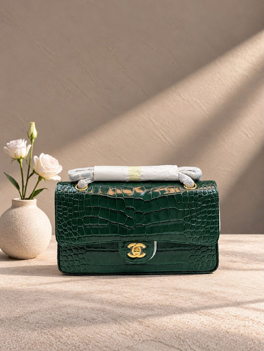 Chanel Handbag - Green Embossed