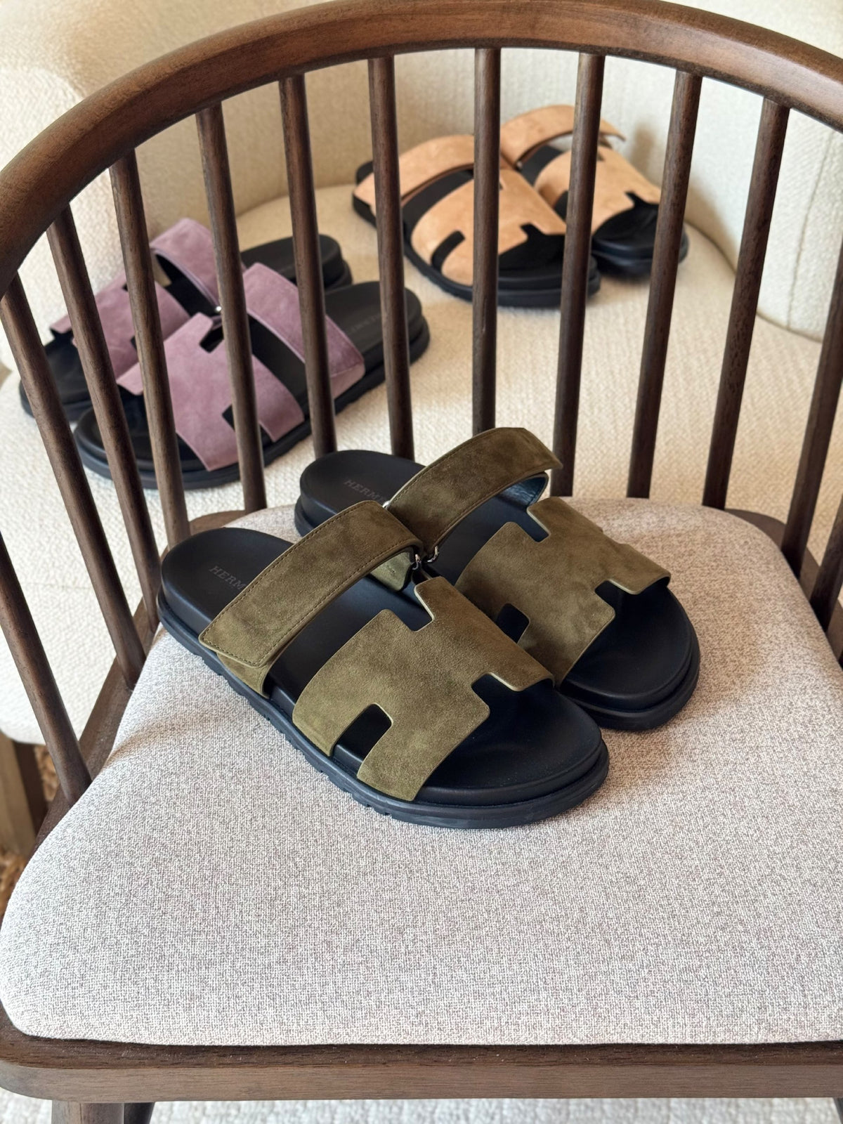 Hermès H-Cutout Slippers - Green