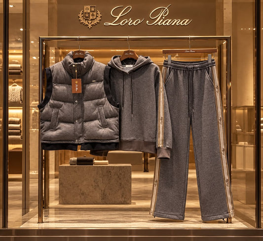 Loro Piana Hooded Vest Set - Grey