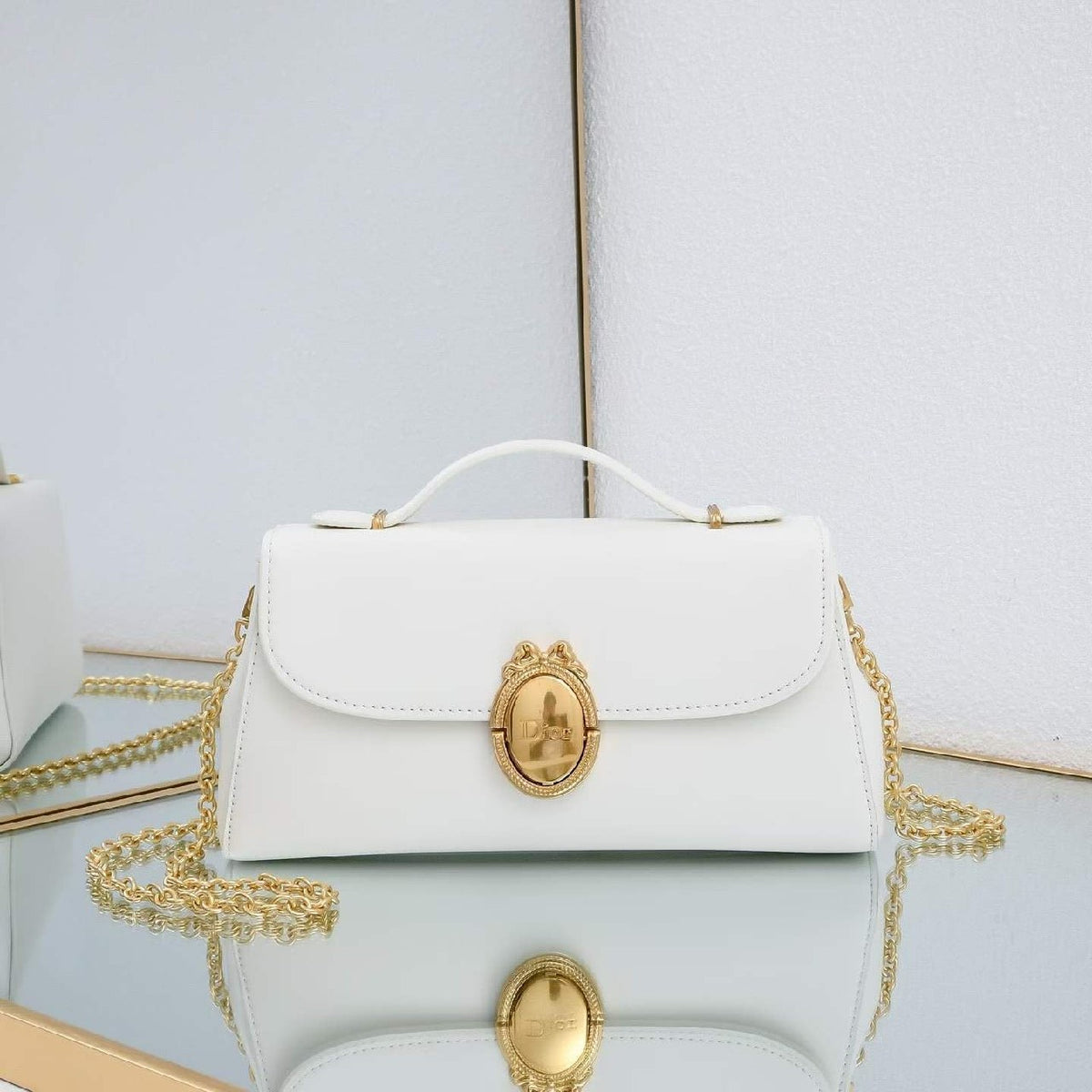 Dior Oval Clasp Handbag - White