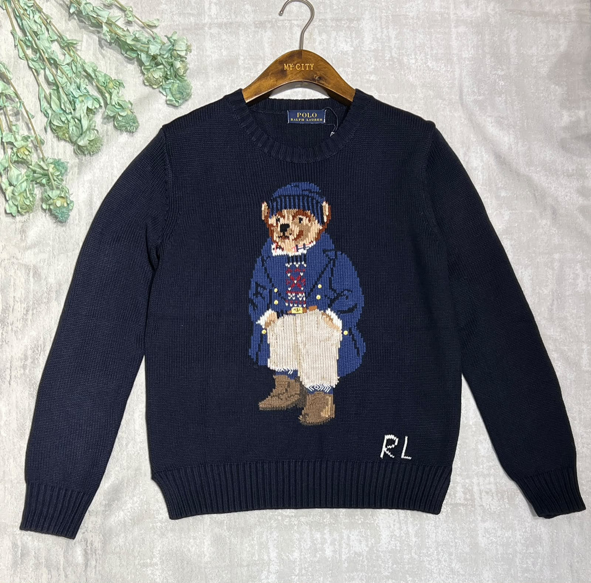 Polo Ralph Lauren Double-Breasted Bear Sweater - Navy