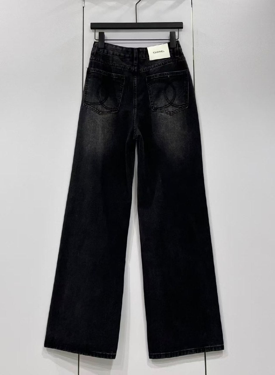 Chanel Wide-Leg Jeans Pants - Black, Blue