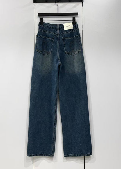 Chanel Wide-Leg Jeans Pants - Black, Blue