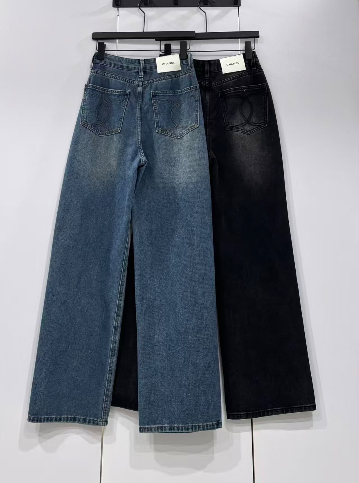 Chanel Wide-Leg Jeans Pants - Black, Blue