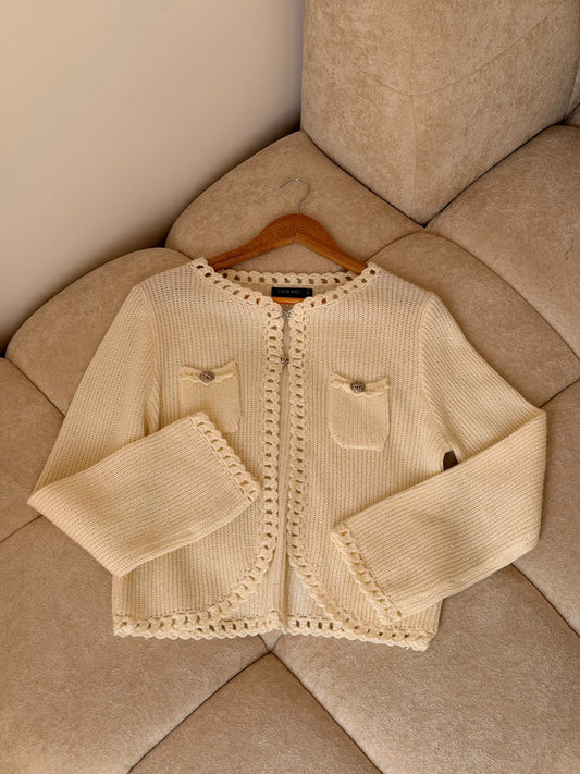 Chanel Cardigan - White, Pink, Light Blue