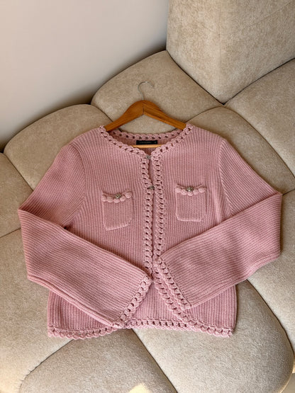 Chanel Cardigan - White, Pink, Light Blue