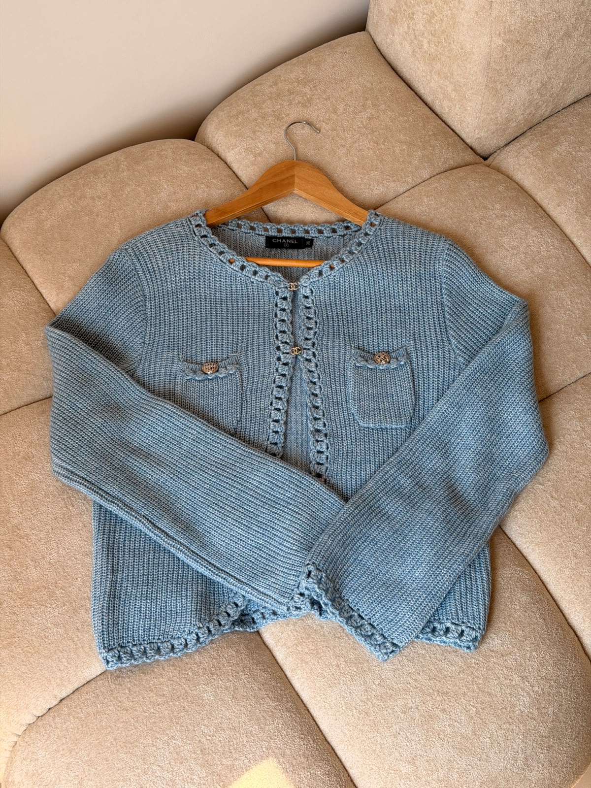 Chanel Cardigan - White, Pink, Light Blue