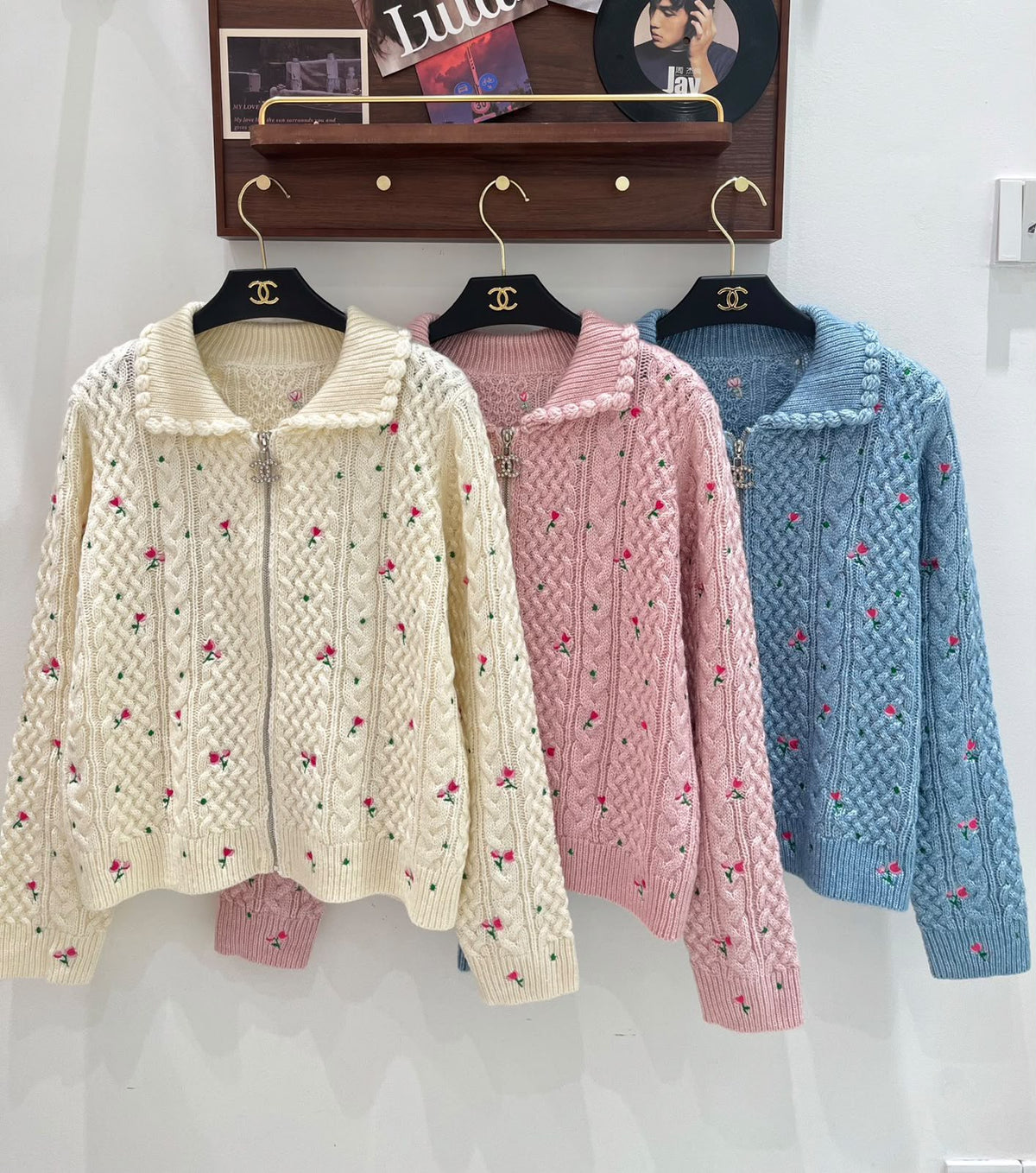 Chanel Cardigan - White, Pink, Blue