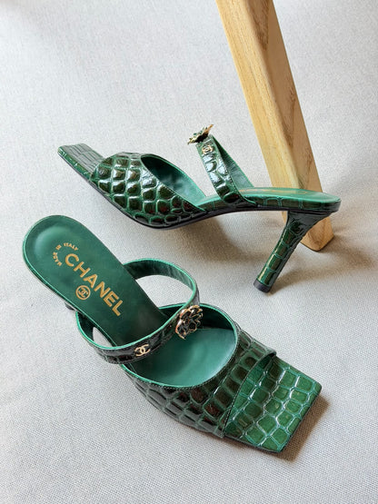 Chanel Heels - White, Green, Black, Burgundy
