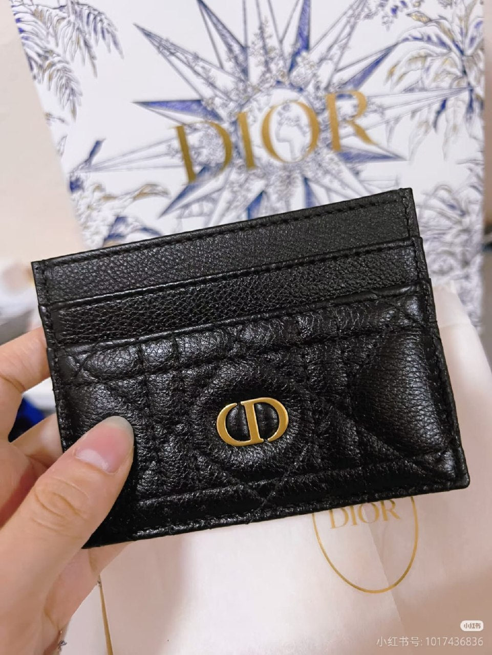 Dior Logo-Patch Card Holder - Black Embossed