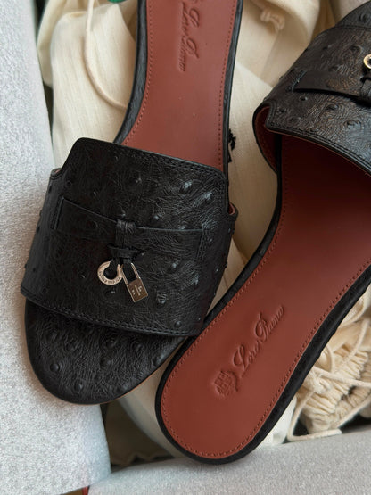Loro Piana Mule - Black Embossed