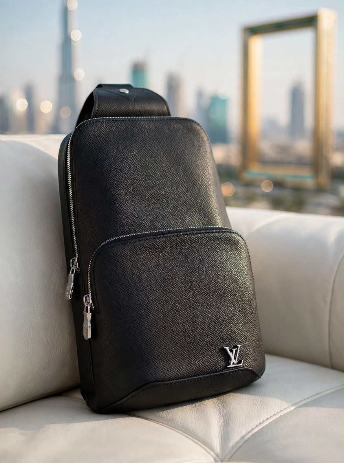 Louis Vuitton Silver Logo Sling Crossbody Bag - Black