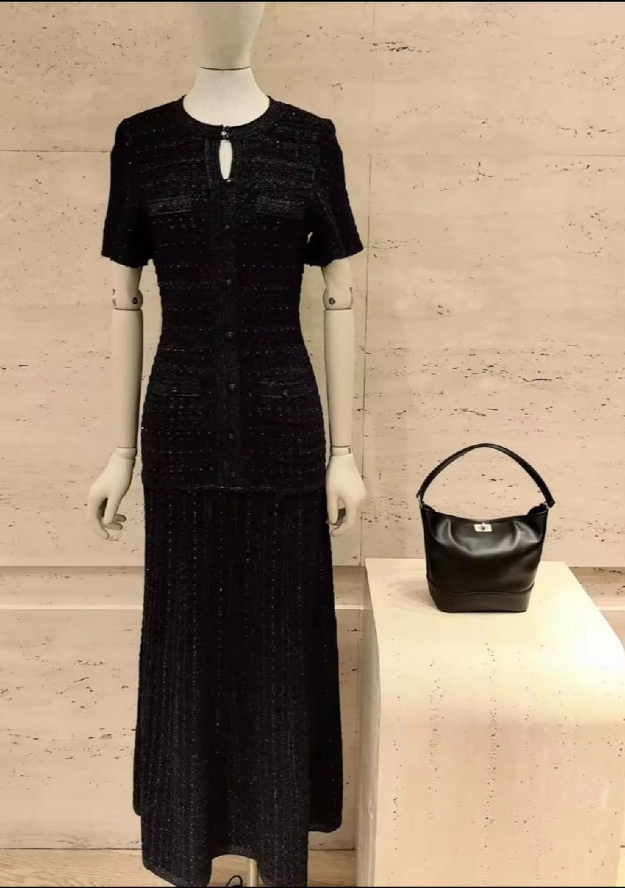 Sandro Dress Keyhole-Neck - Black