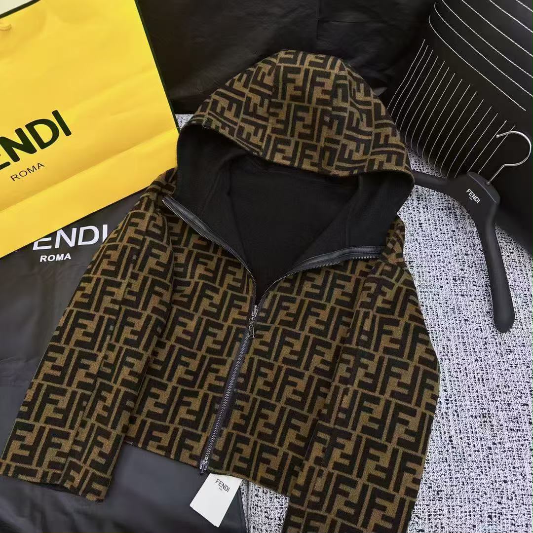 Fendi Monogram Hooded Jacket - Black Monogram