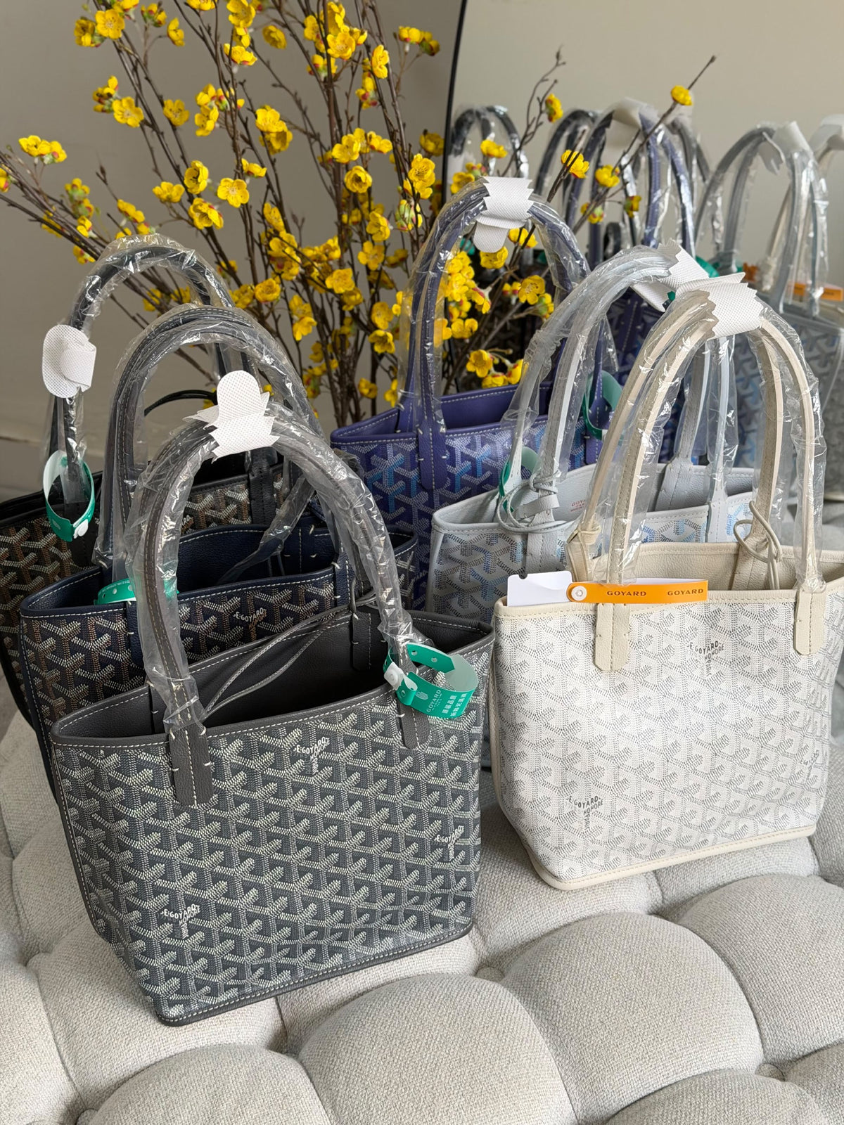 Goyard Pouch Tote Bag - Navy, White, Black, Grey