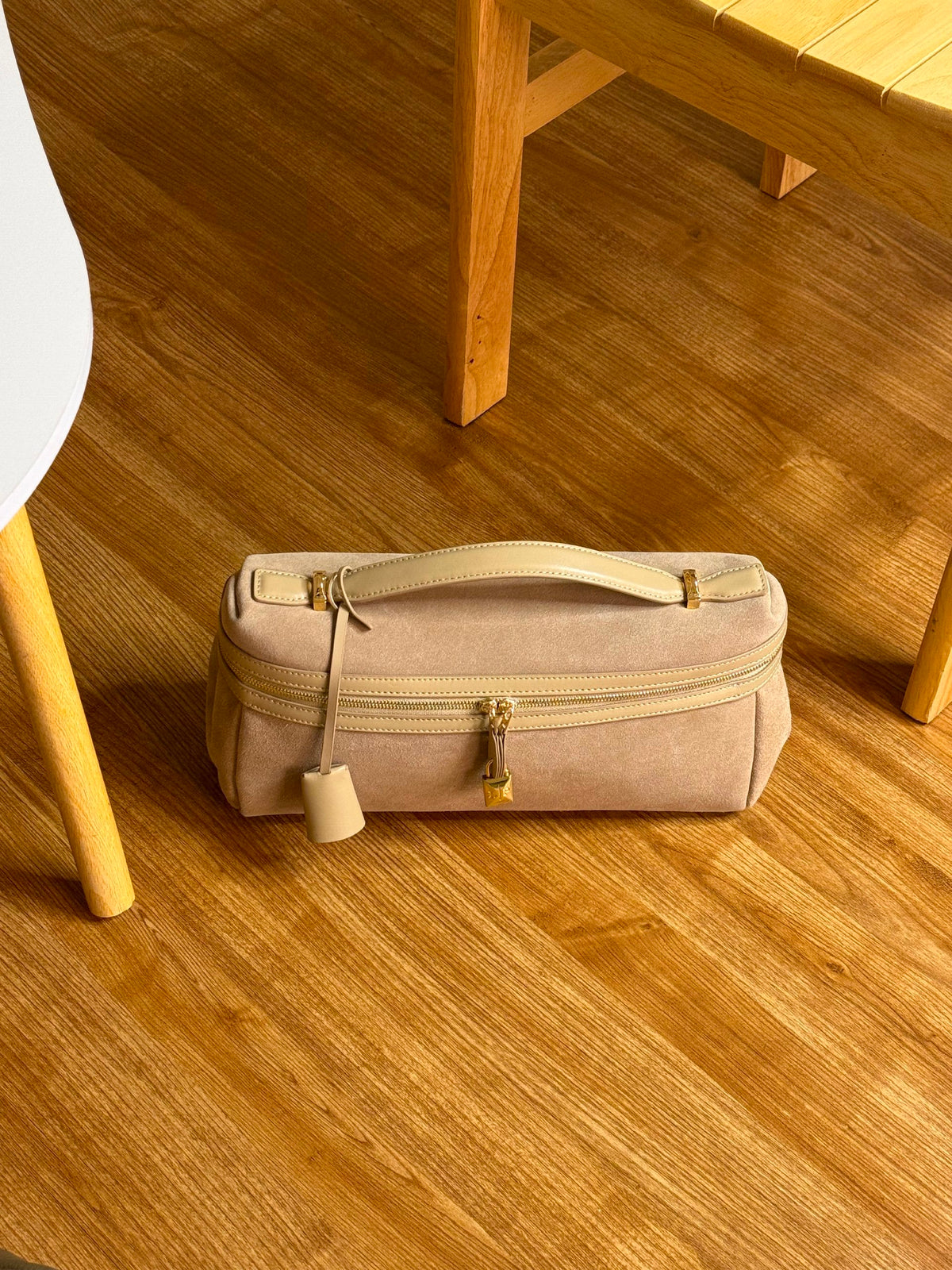 Loro Piana Makeup Bag - Beige Suede