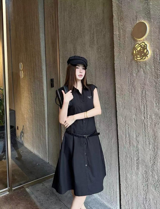 Prada Button-Front Dress - Black