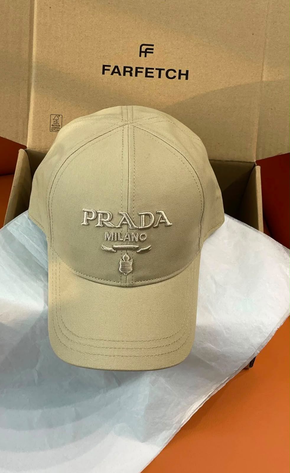 Prada Embroidered Cap - Beige