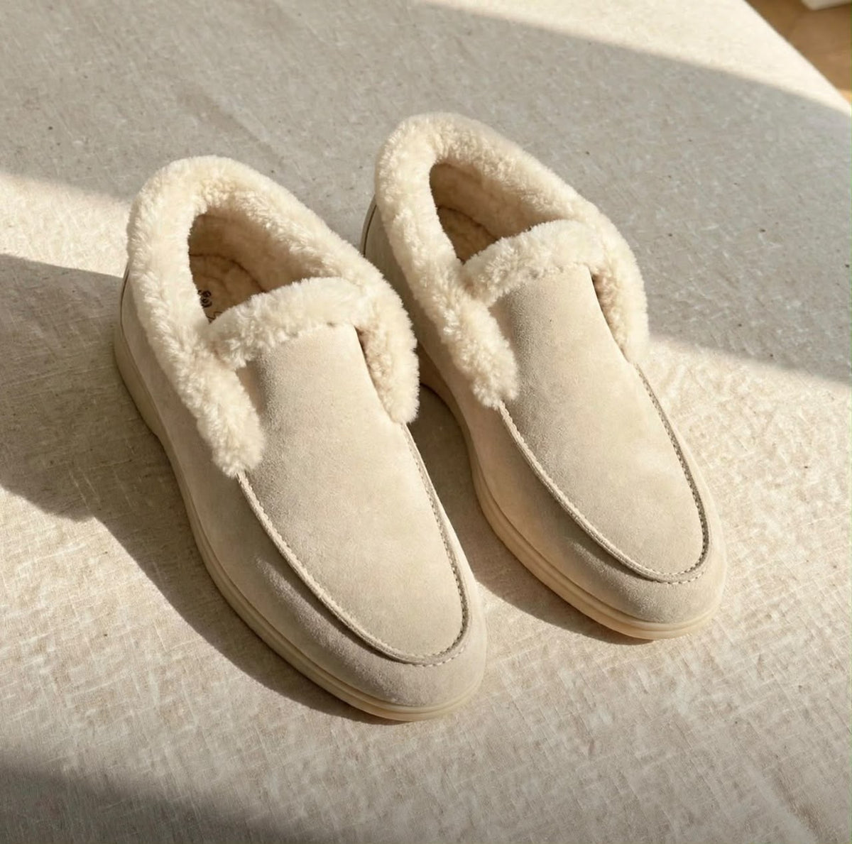 Loro Piana High-Collar Loafers - White