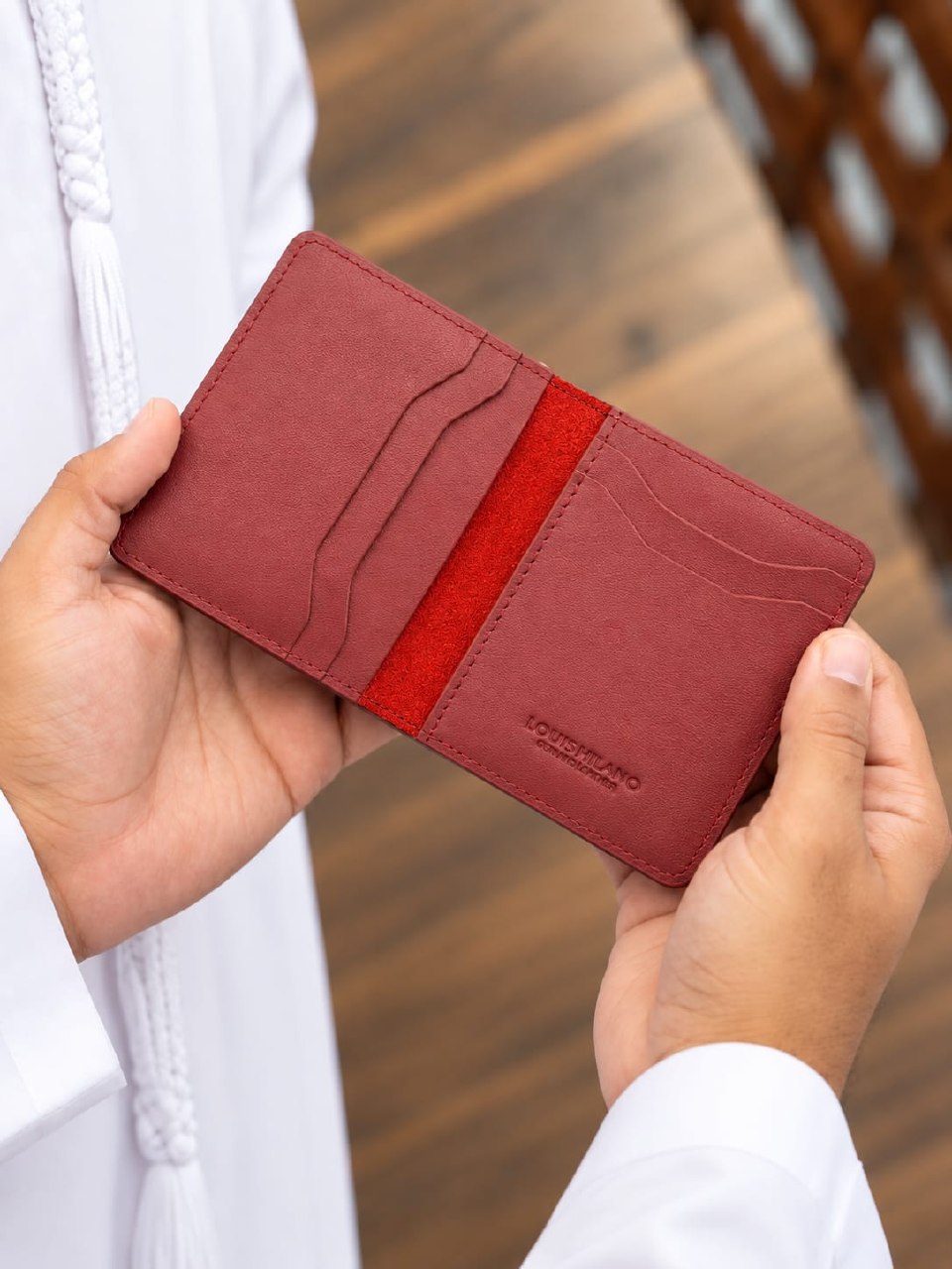 Louis Hilano Card Holder - Burgundy Embossed