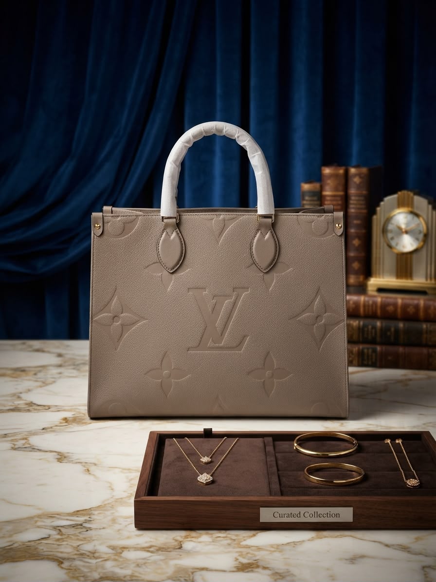 Louis Vuitton Structured Tote Bag - Beige Embossed