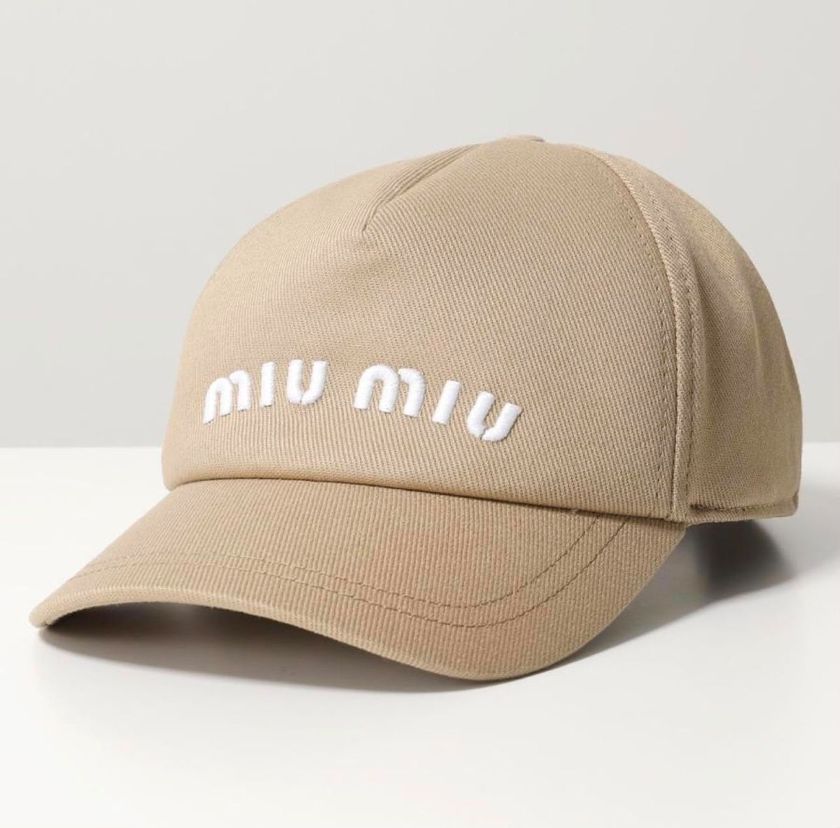 Miu Miu Embroidered Logo Cap - Beige