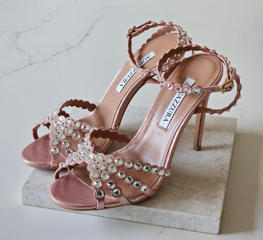Aquazzura Crystal Strap Heels - Pink