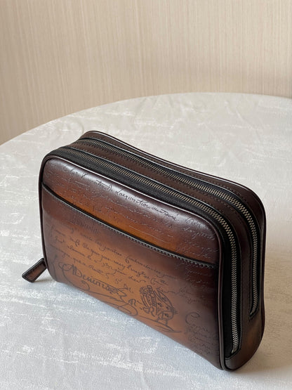 Berluti Clutch - Brown Embossed