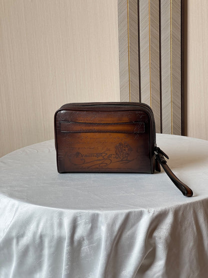 Berluti Clutch - Brown Embossed