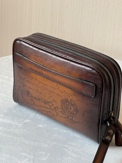 Berluti Clutch - Brown Embossed
