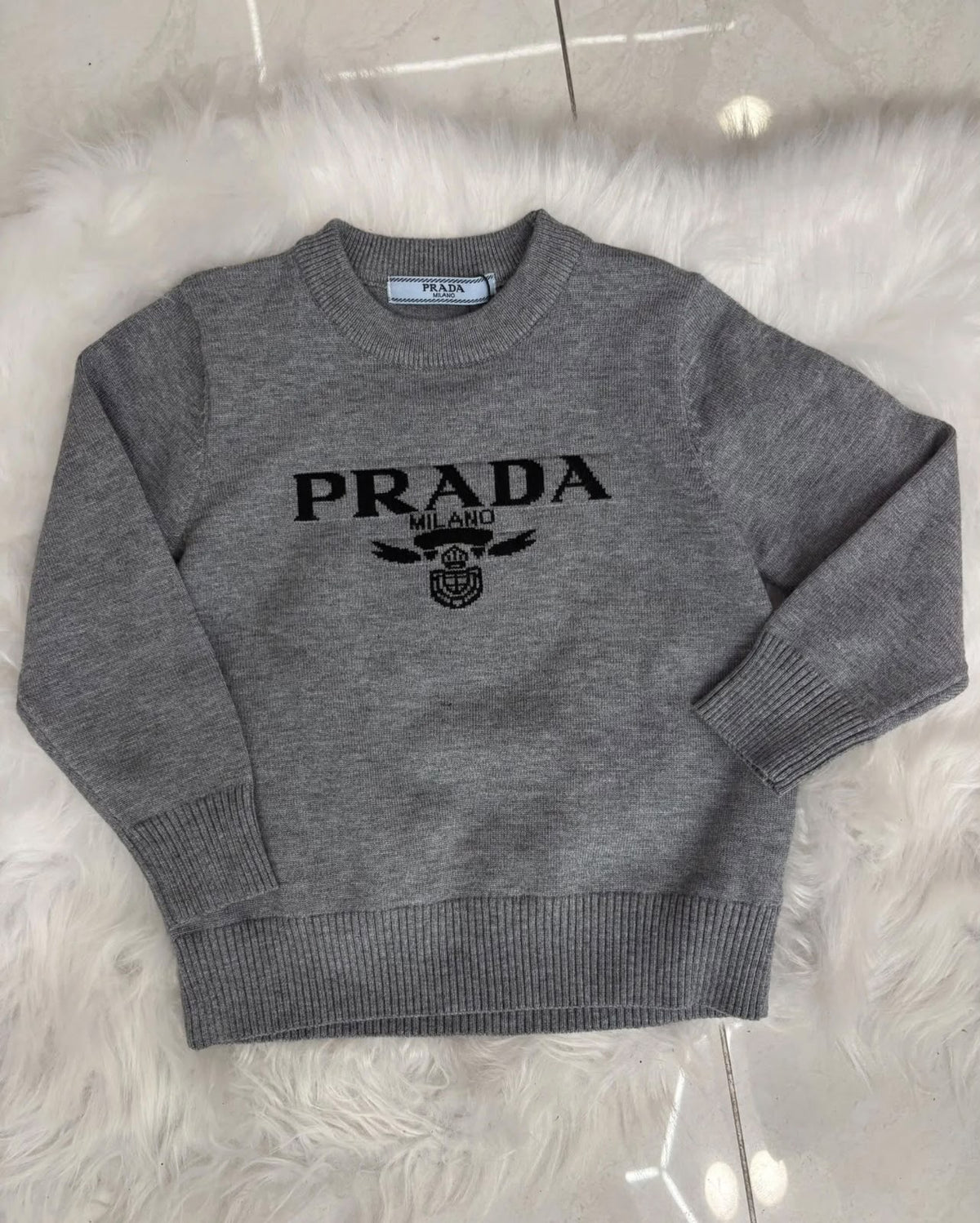 Prada Winged Emblem Sweater - Grey