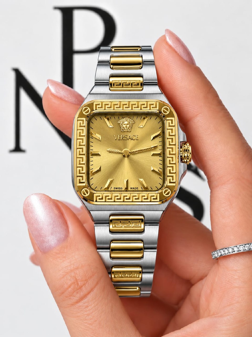 Versace Watch Greek Key Two-Tone Bracelet - 
