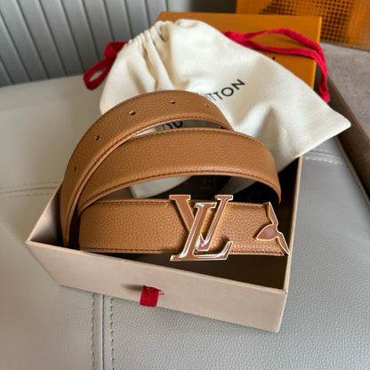 Louis Vuitton Initial Buckle Belt - Beige Monogram