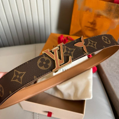 Louis Vuitton Initial Buckle Belt - Beige Monogram