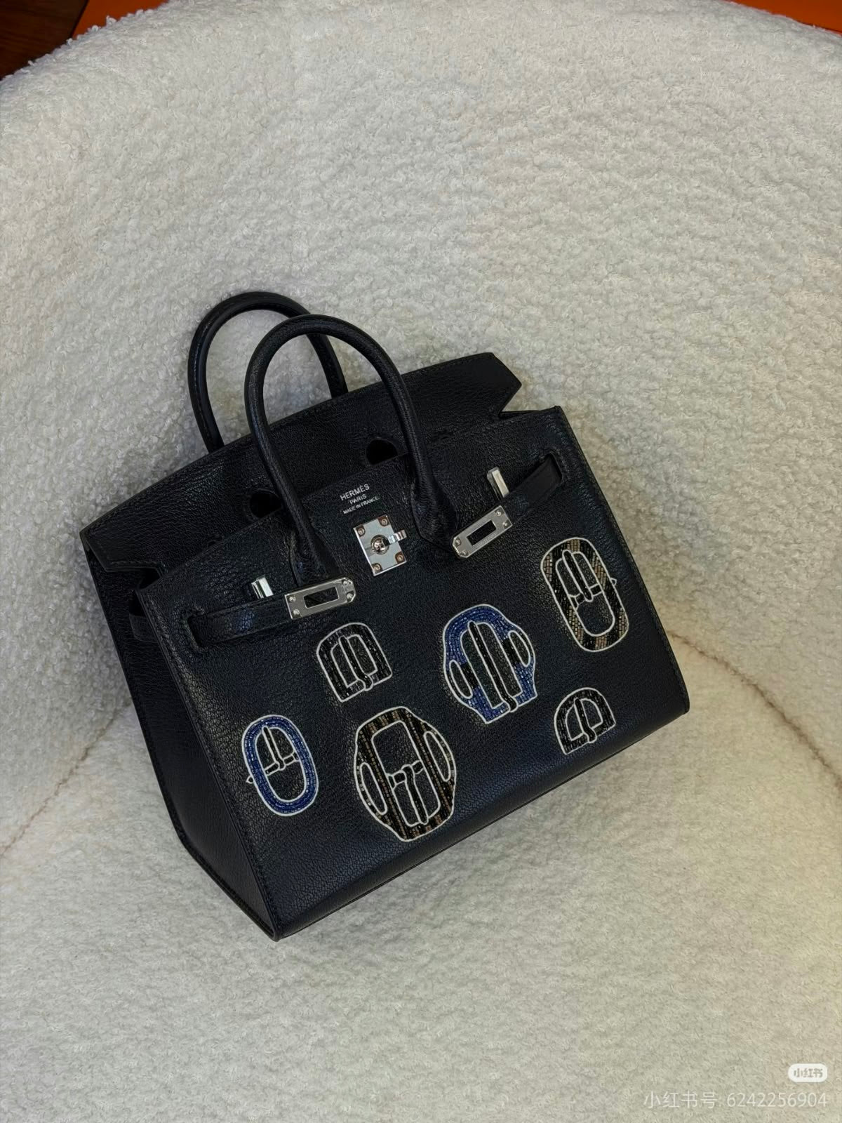 Hermès Embroidered Tote Bag - Black