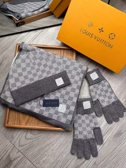 Louis Vuitton Scarf & Beanie - Light Grey