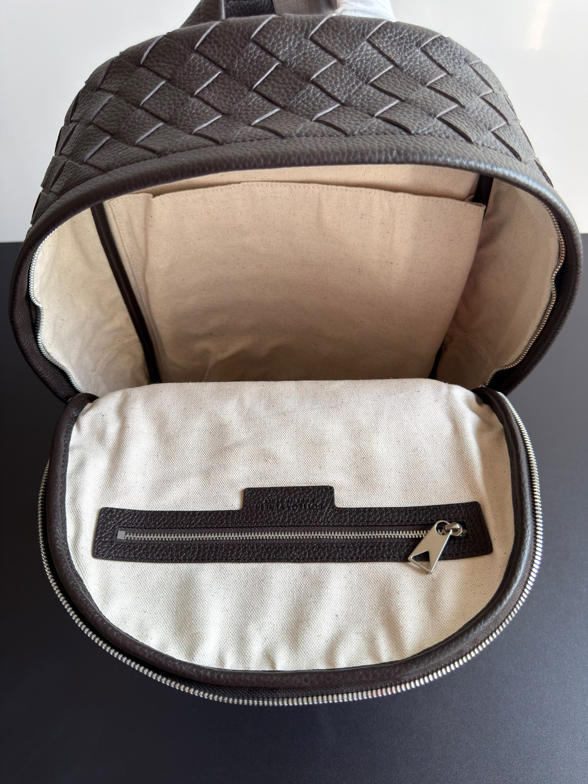 Bottega Veneta Backpack Triangle Hardware - Brown, Black