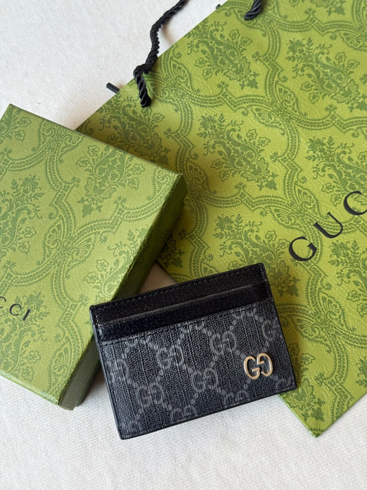 Gucci Oblique Emblem Card Holder - Dark Grey Oblique