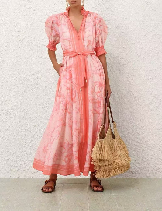 Zimmermann Dress Puff Sleeve - Pink