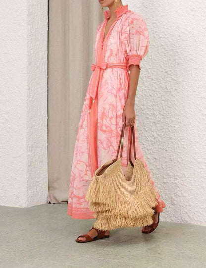 Zimmermann Dress Puff Sleeve - Pink