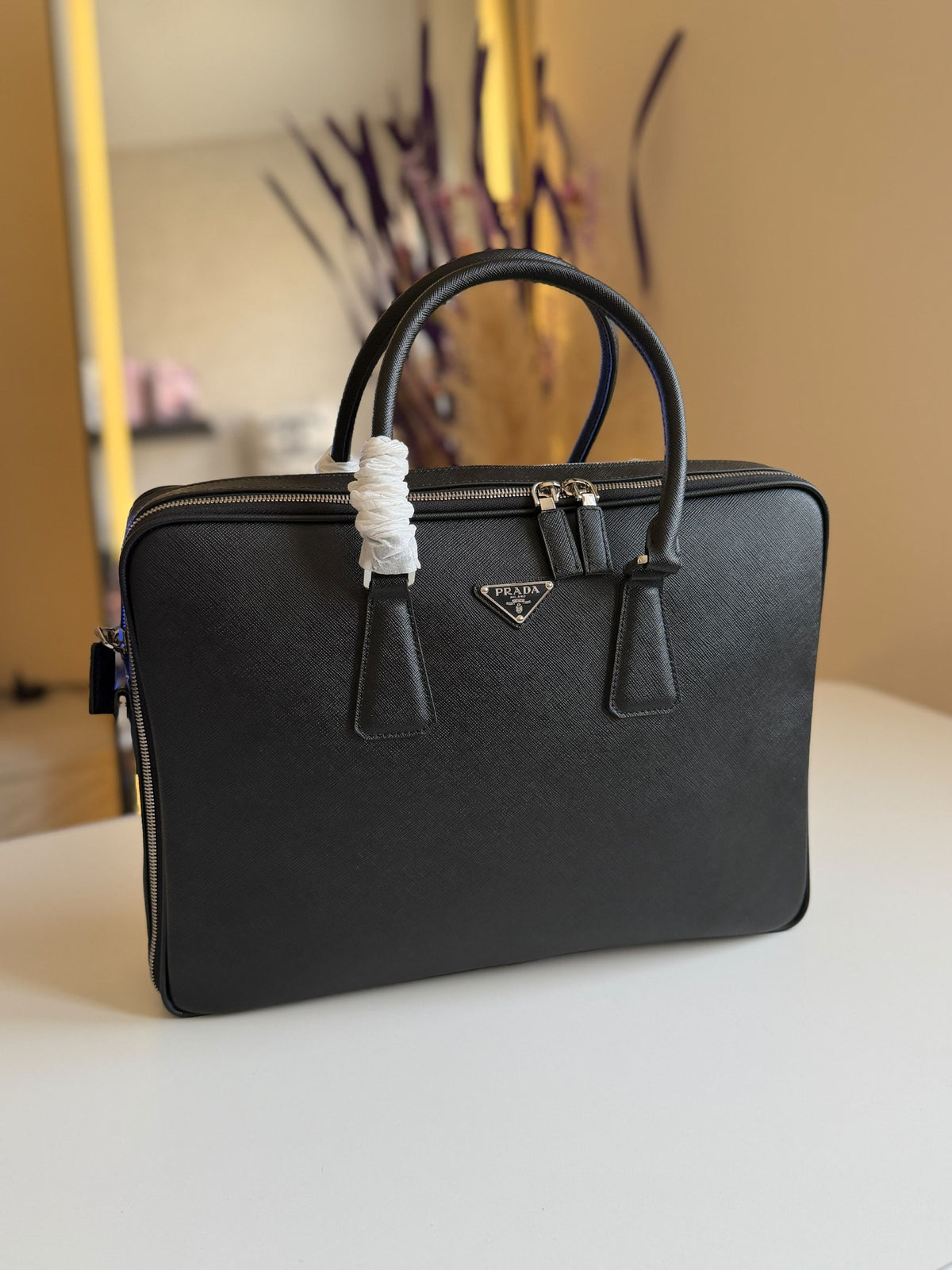 Prada Zip-Top Laptop Bag - Black