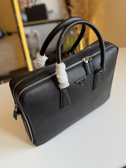 Prada Zip-Top Laptop Bag - Black