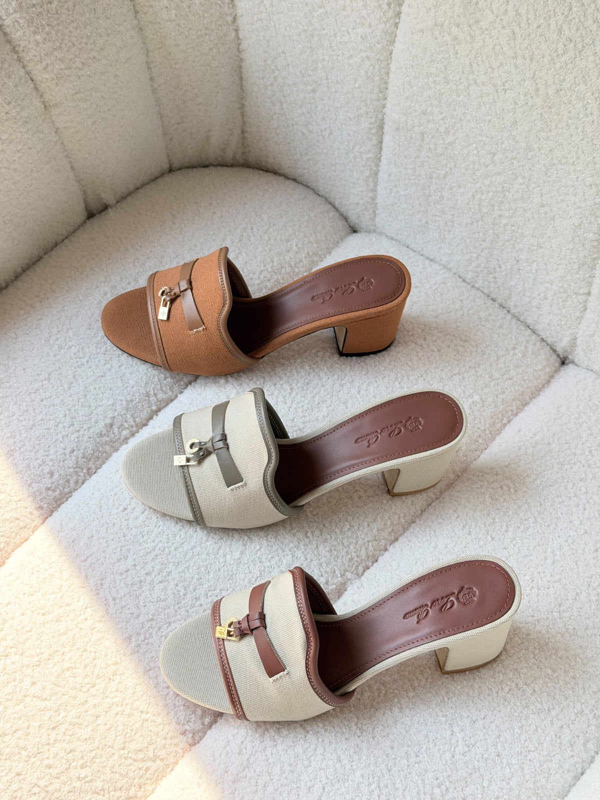 Loro Piana Heels - White & Grey, Beige & Brown, White & Brown