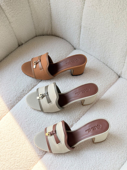 Loro Piana Heels - White & Grey, Beige & Brown, White & Brown