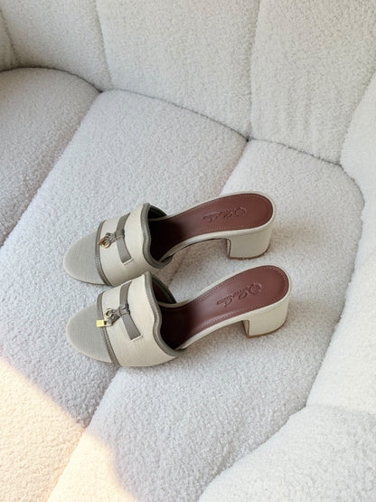 Loro Piana Heels - White & Grey, Beige & Brown, White & Brown