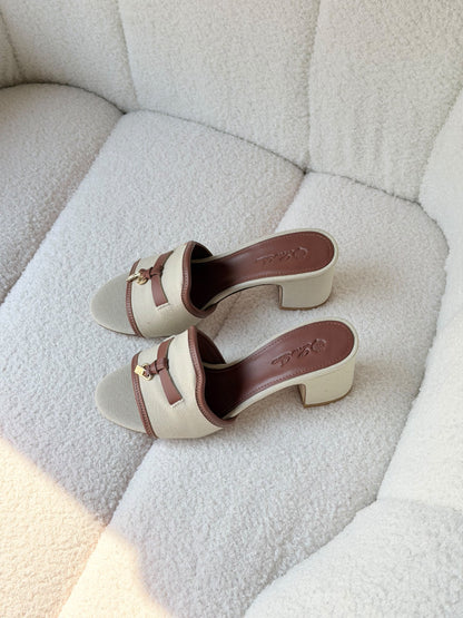 Loro Piana Heels - White & Grey, Beige & Brown, White & Brown