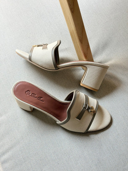 Loro Piana Heels - White & Grey, Beige & Brown, White & Brown